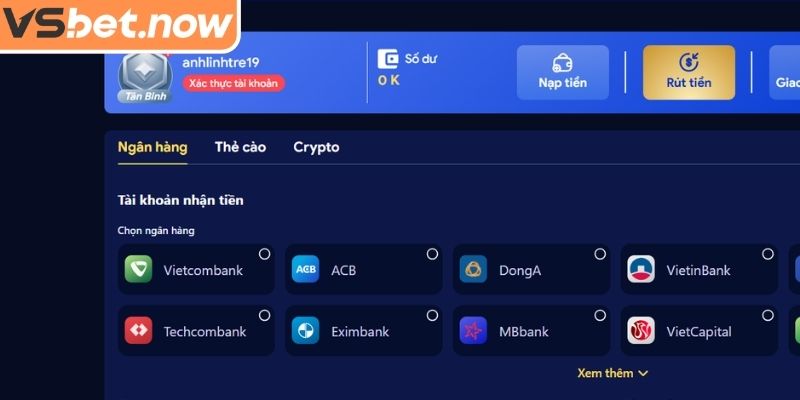 Qua tài khoản ngân hàng